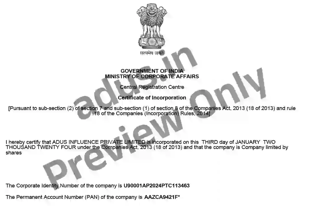 Incorporate cirtificate_adus.in Venkatkonduruvk Adus Venkat Konduru VK Ai Video Suprise gift late family member video photo editing