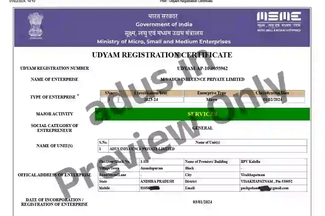 MSME Registationv_adus.in Venkatkonduruvk Adus Venkat Konduru VK Ai Video Suprise gift late family member video photo editing